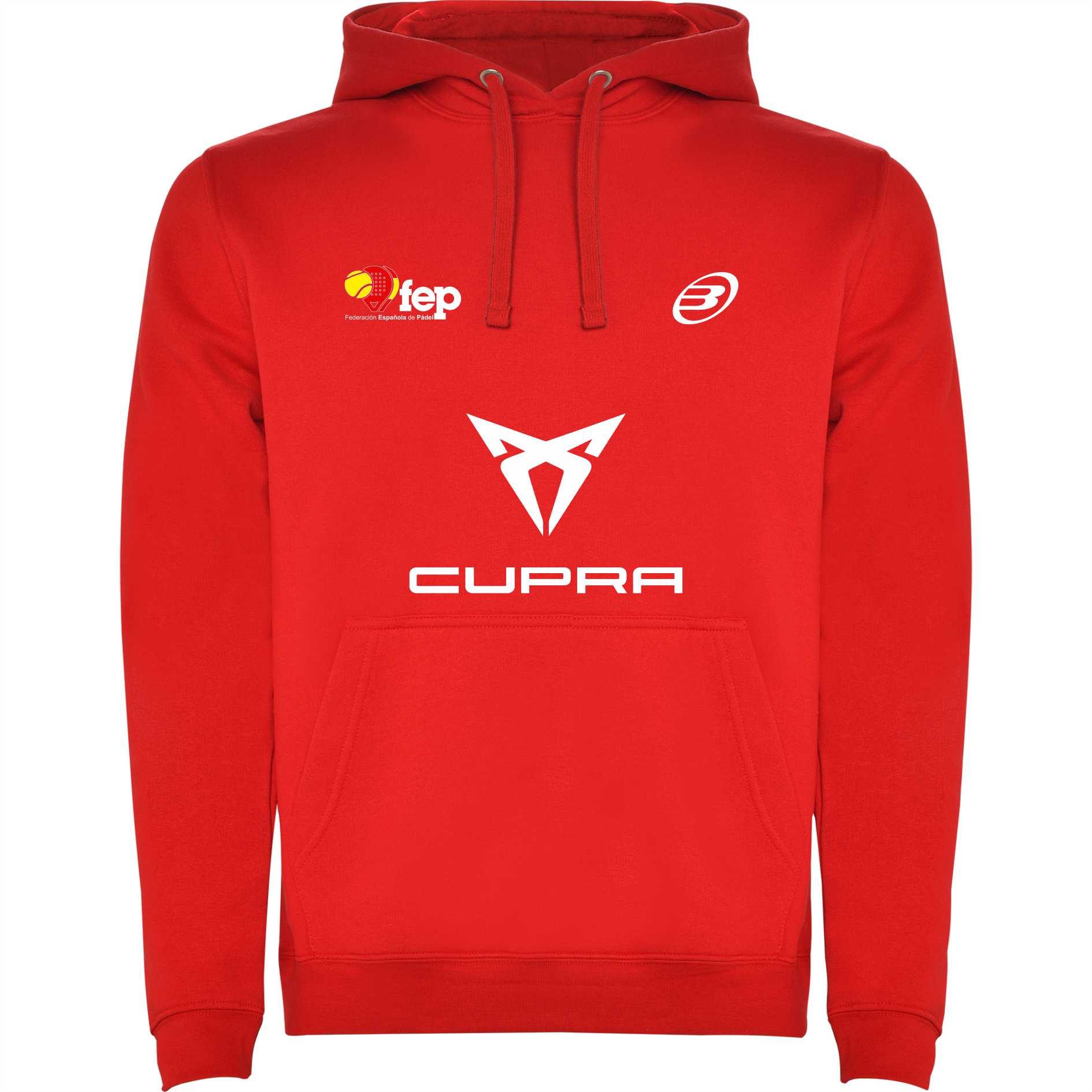 sudadera roja capucha mundial de padel 2025 vista frontal