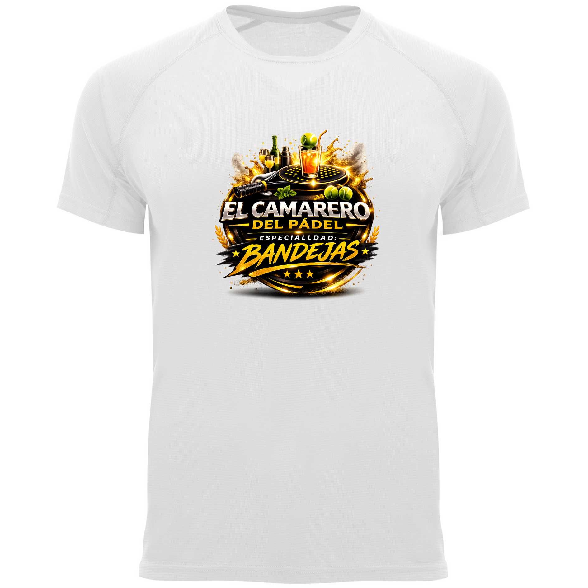 Camiseta blanca padel divertida camarero del padel