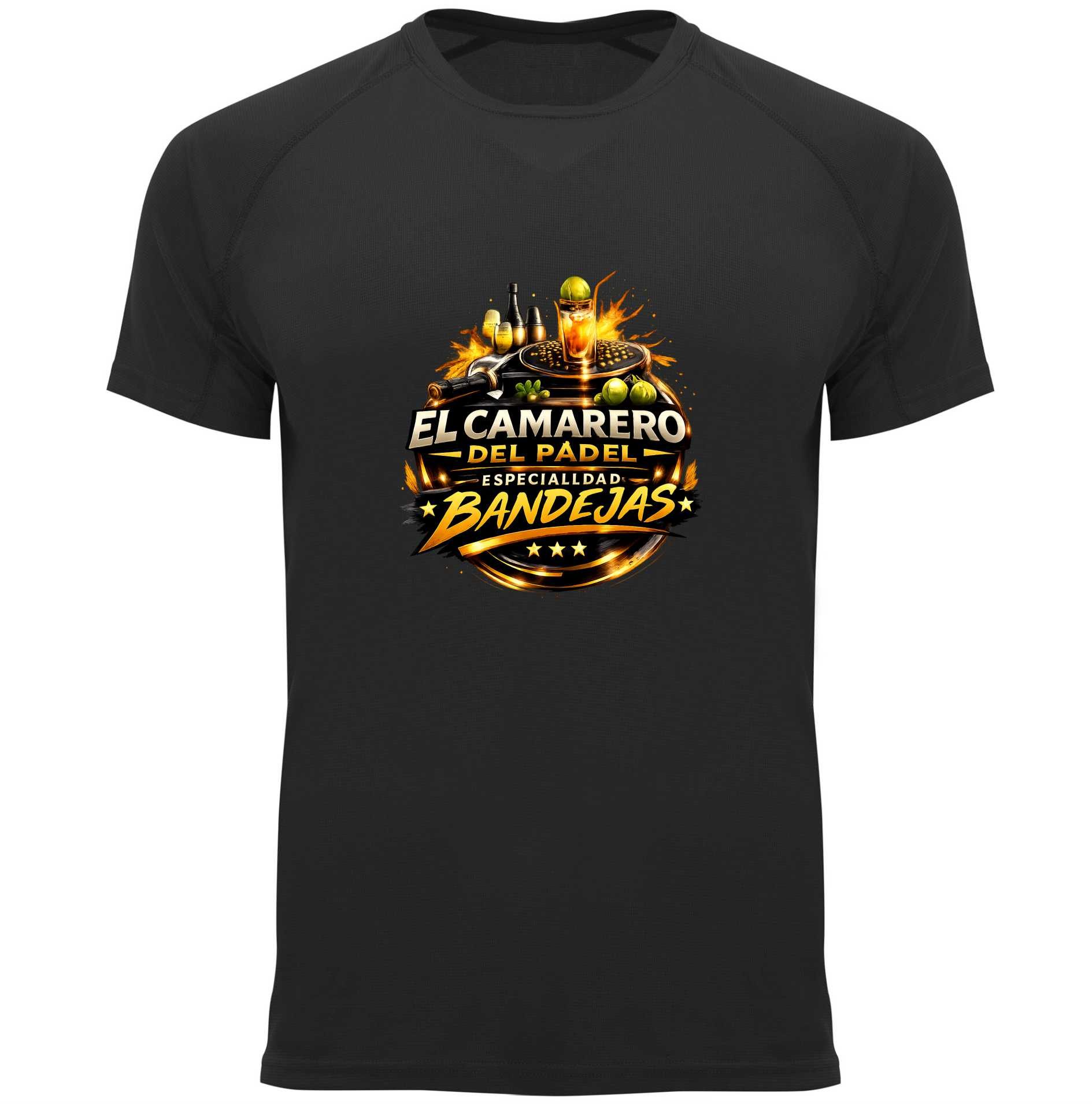 Camiseta negra padel divertida camarero del padel