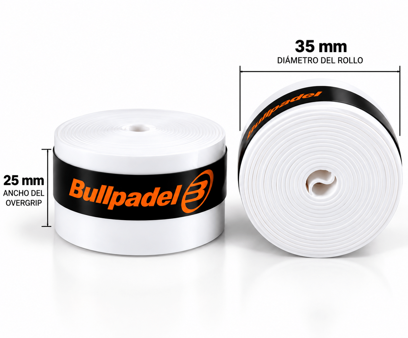 Overgrips Bullpadel pack 3 blancos medidas